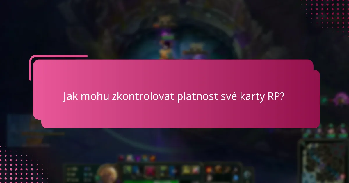 Jaké jsou možnosti obnovení karet RP?
